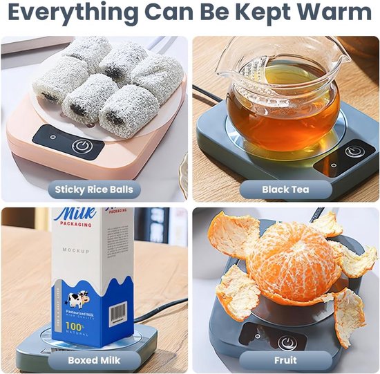Koffiebekerverwarmer, elektrische koffieverwarmer, intelligente bekerwarmer met aluminium metalen plaat, kantoorgadgets, drankwarmer voor koffie, cacao, melk, cadeau voor - blauw — afbeelding 5