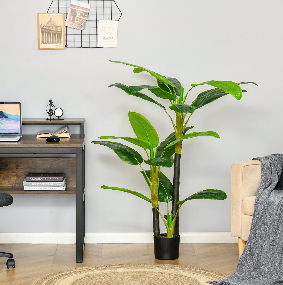 MODFU - Kunstplant Bananenplant - Voor Binnen & Buiten - Kunststof - Groen - 150 Cm