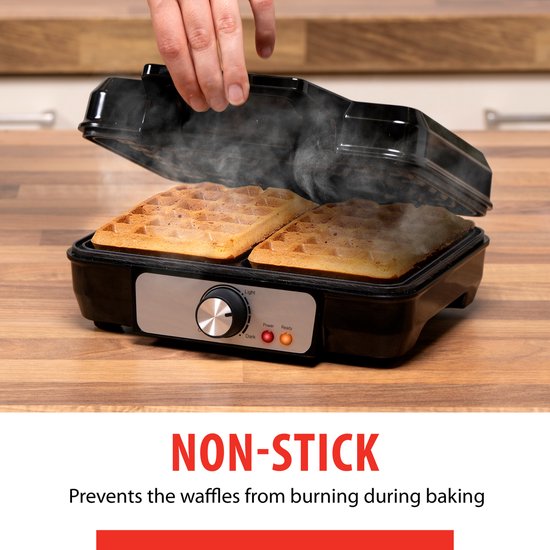 alpina Wafelijzer 1000W - Wafelmaker voor Brusselse Wafels - Geschikt voor 2 Wafels - Anti-Aanbaklaag van Alpina — afbeelding 4