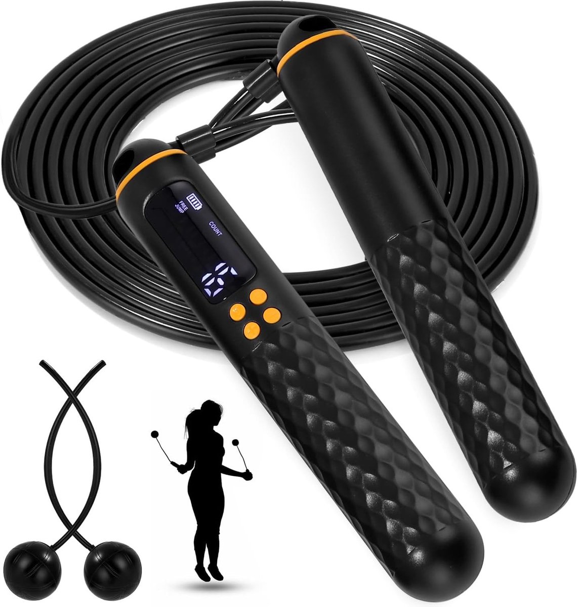 Verstelbare Springtouw met Timer voor Fitness, Gewichtsverlies en Cardio Training, Geschikt voor Volwassenen en Kinderen