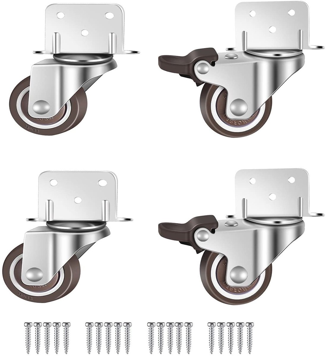 Solidchoice - Meubelwielen met rem - Geschikt voor diverse meubels - 32 mm