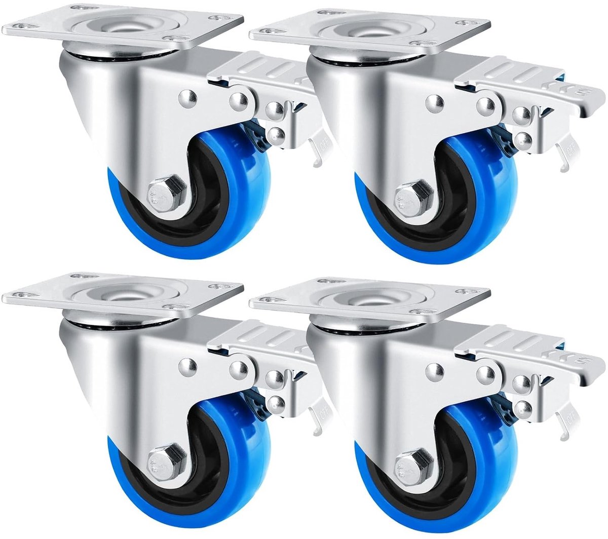 Zware 100mm wielen met rem tot 520 kg, stil en beschadigingsvrij, ideaal voor meubels en transport
