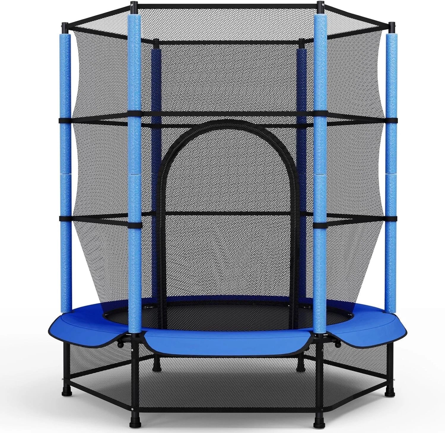 LIFERUN 55-inch Trampoline voor Kinderen - met Veiligheidsnet - voor in de tuin om te springen en te bewegen - Blauw