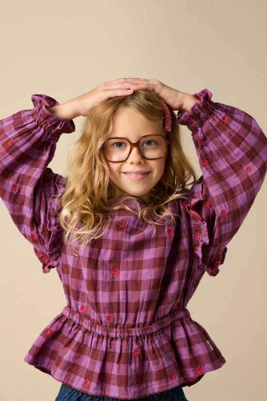 Paarse Geruite Blouse