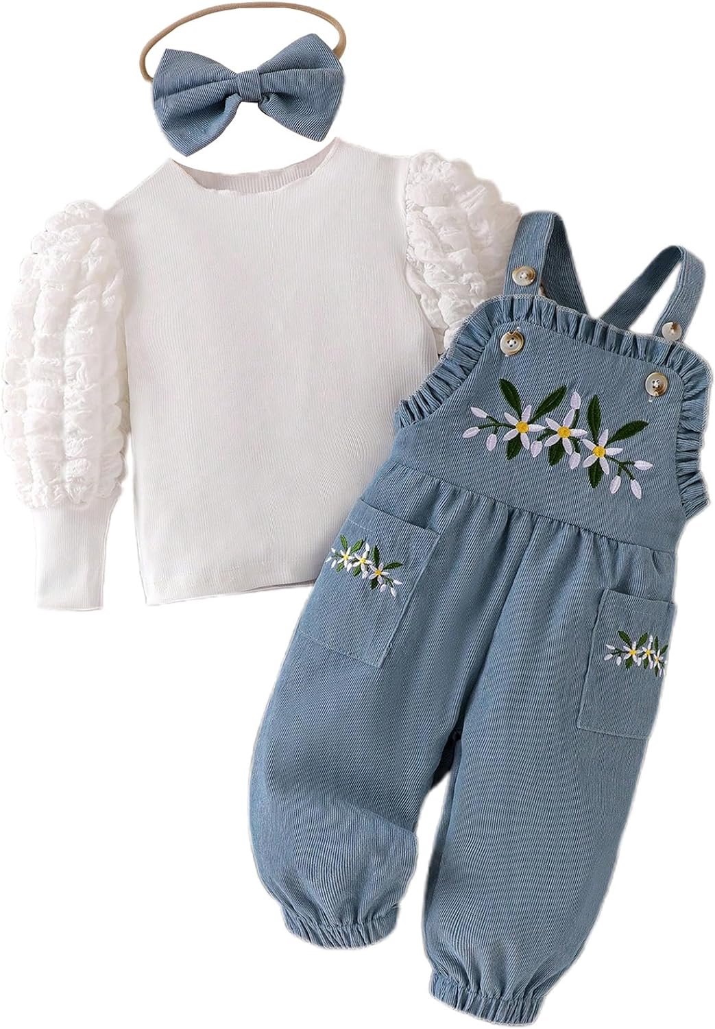 Meisjes kleding set met lange mouwen en overall 2-delig
