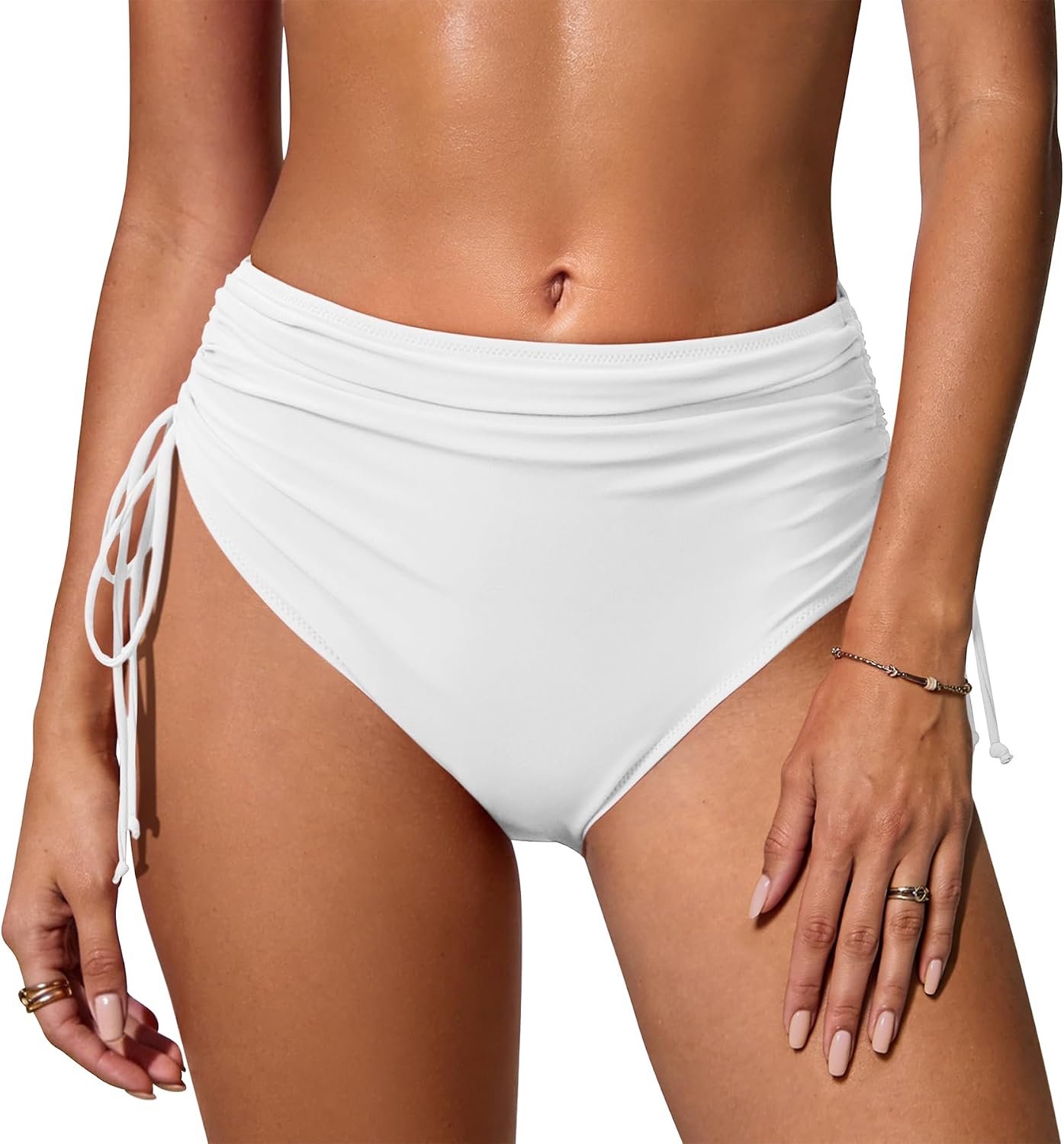 Badebroek met hoge taille en plooi