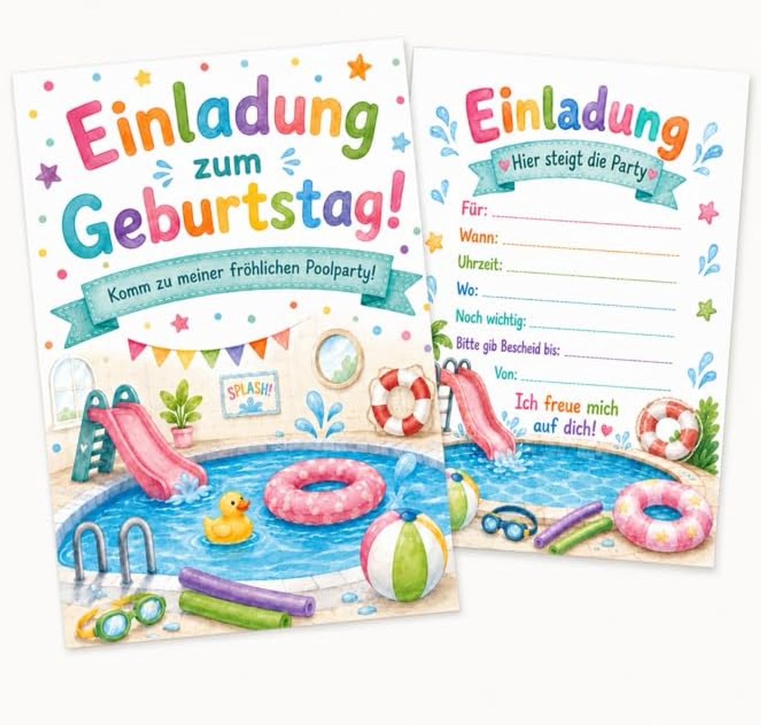 15 Uitnodigingen Kinderfeestje Zwembadparty