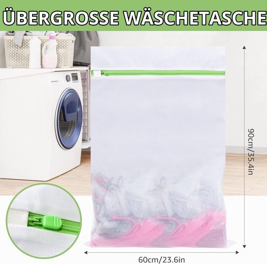 Wasnet met rits, 2 stuks, 90 x 60 cm — afbeelding 2