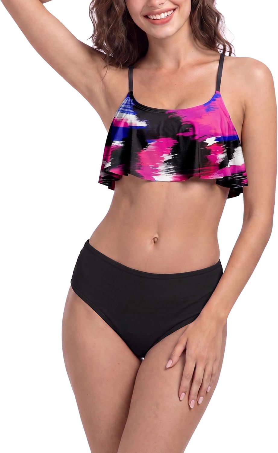 Bikini set met top met volant en lage taille