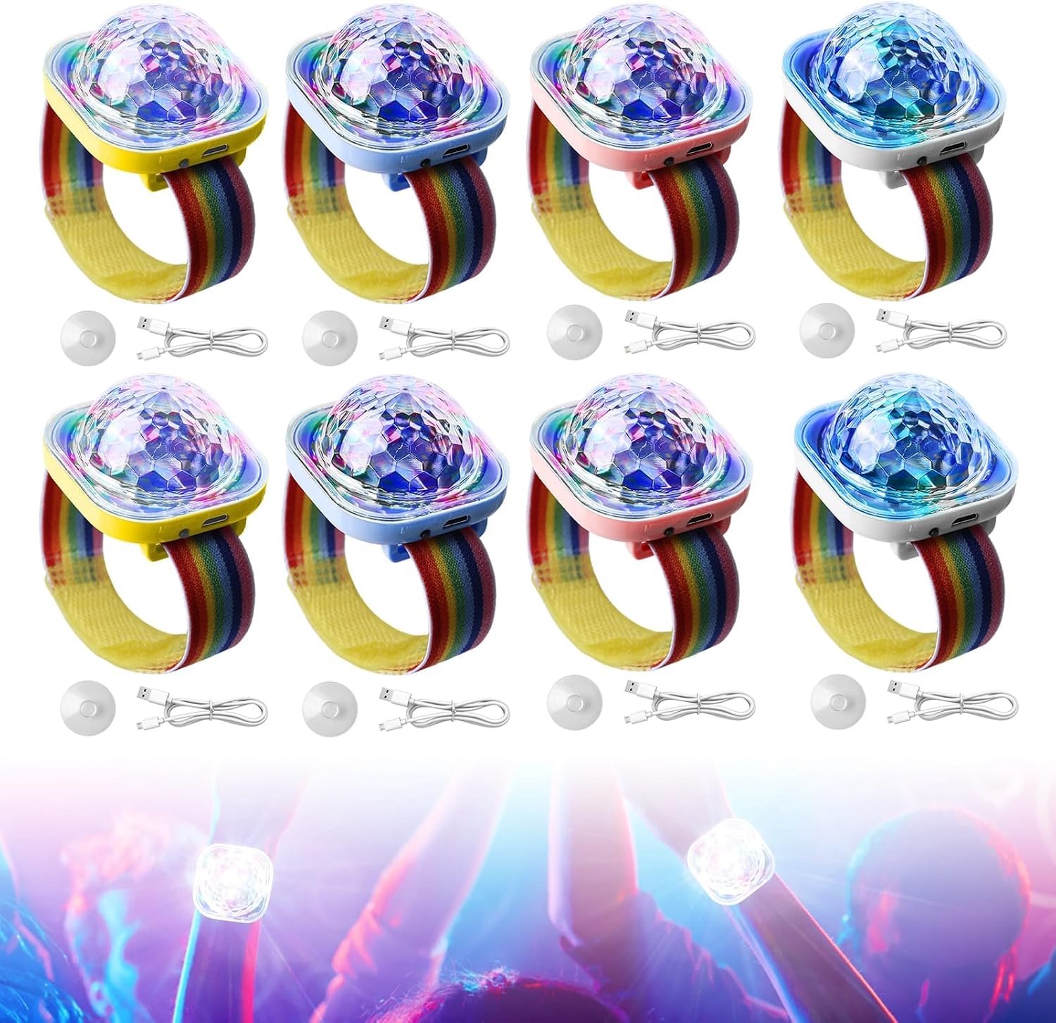 LED armband met USB-aansluiting en zuignap, partylicht voor auto, DJ, podium en kerst.