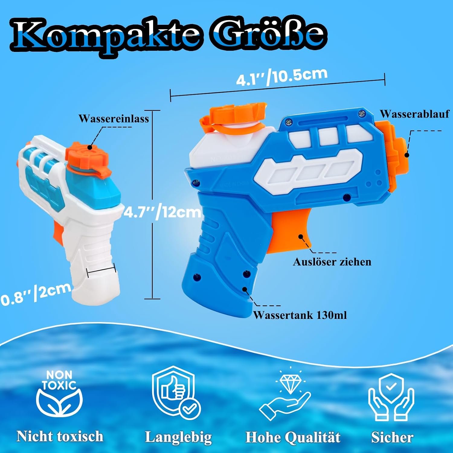 4 Waterpistolen voor kinderen, kleine waterpistolen