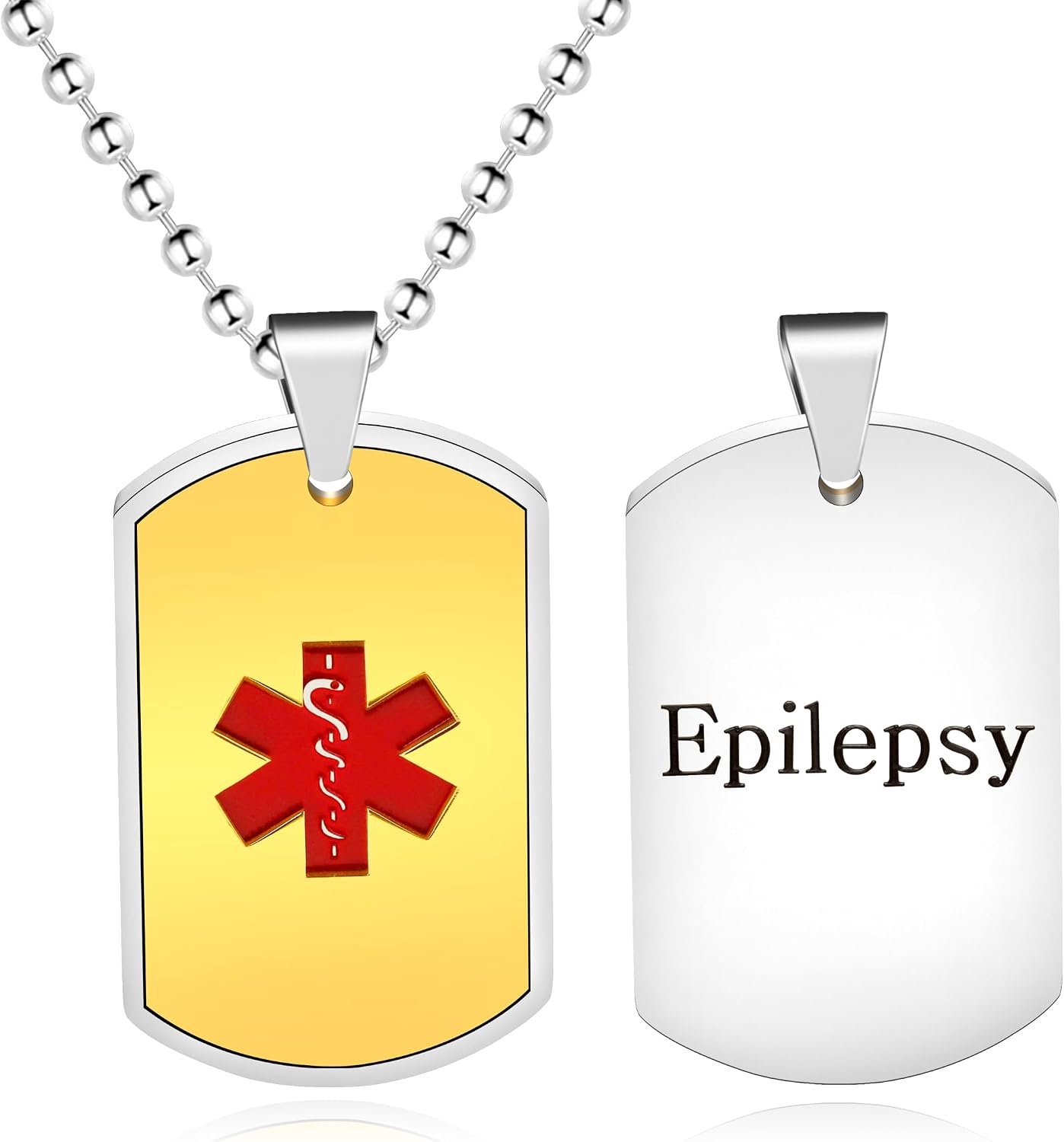 Medische alert ketting - 2 tonen RVS - gezondheid alert en monitoring sieraden voor mannen en vrouwen - Vemera