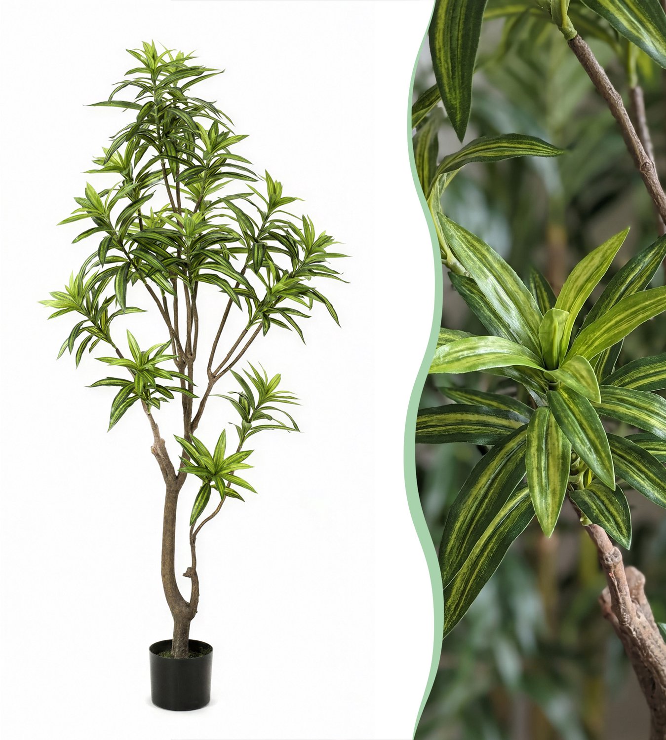 Green Boutiq Kunstplant - Dracaena - Drakenboom - 155 cm Groen