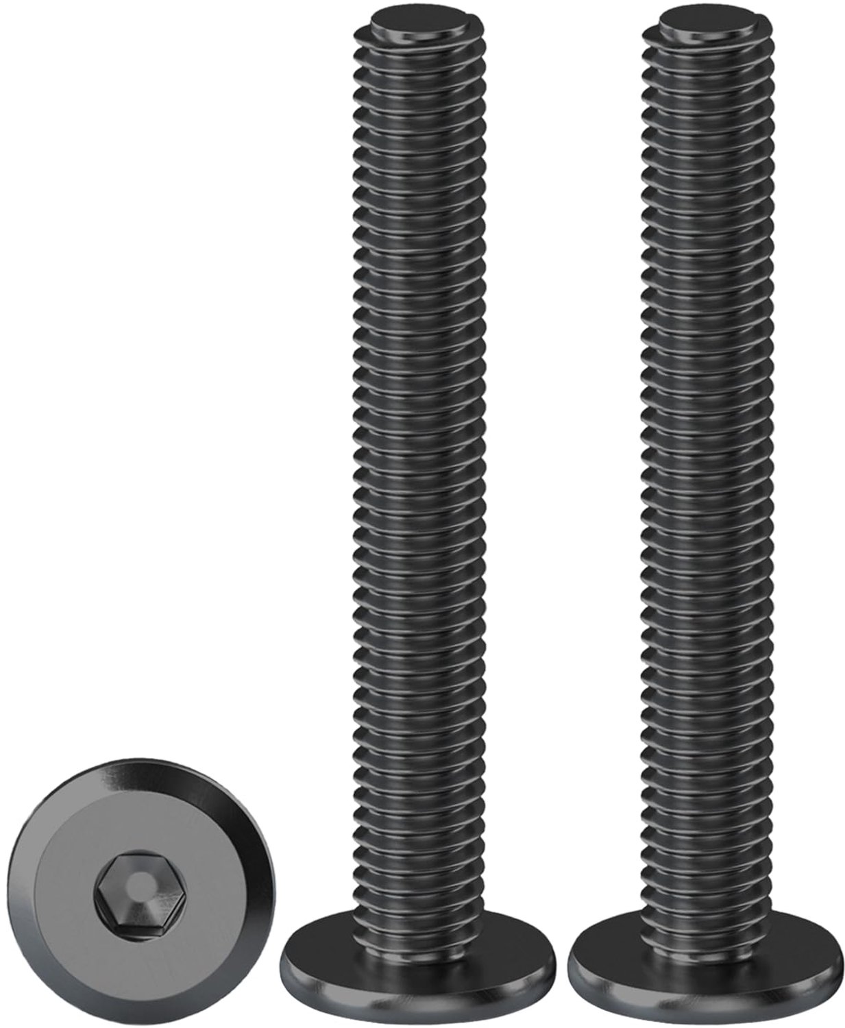 Meubelverbindingsschroeven M6 x 50 mm - roestvrij staal A2 V2A - zwart geoxideerd - geschikt voor buitengebruik - 20 stuks - Vemera