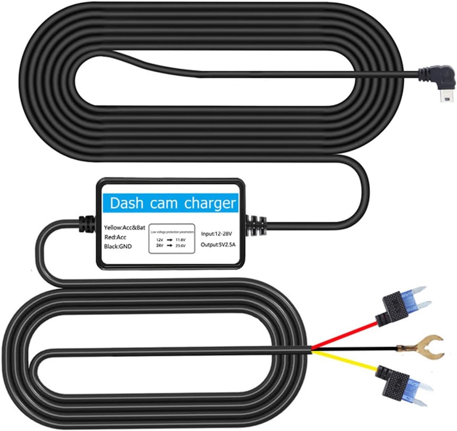 Dashcam hardwirekit 3,2 m - Type-C bedradingsset - Laagspanningsbeveiliging - 24 uur parkeerbewaking Vemera - Vemera