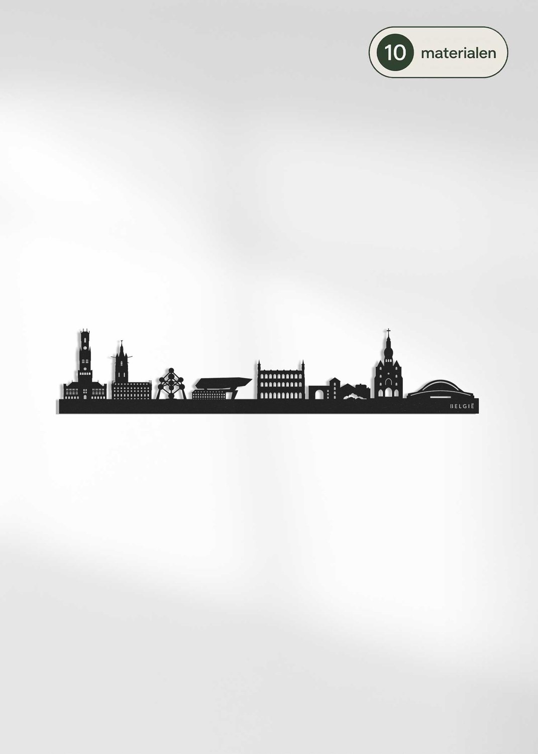 Houten Skyline België | Wanddecoratie voor aan de muur | Zwart MDF | 70 x 14 cm