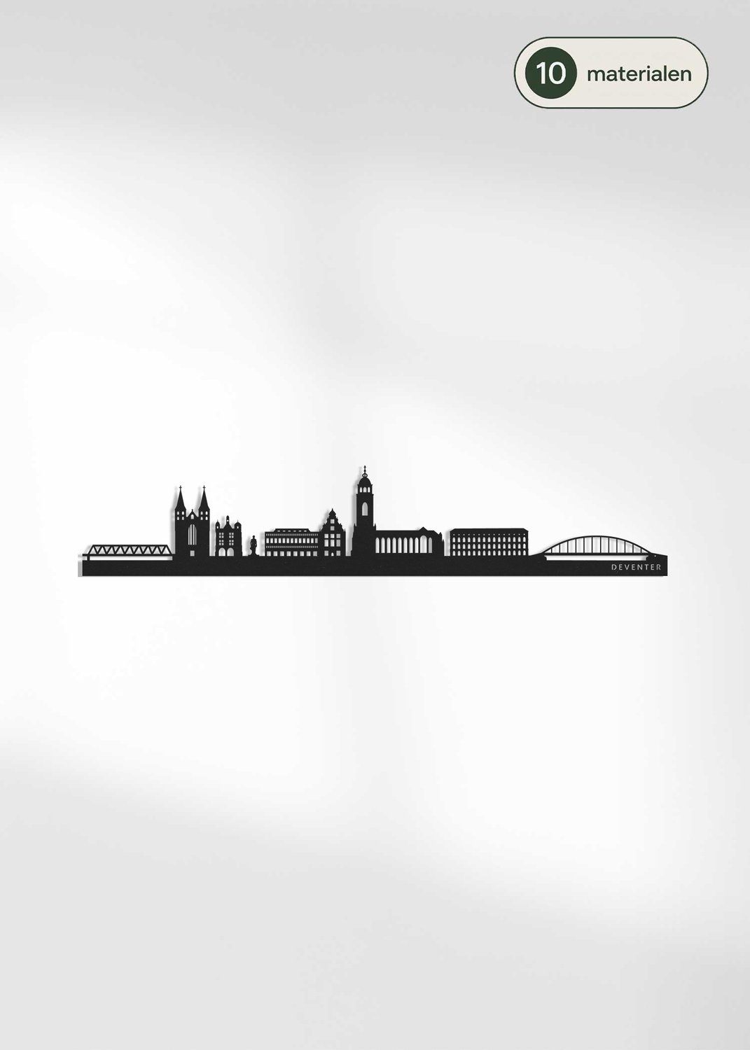 Houten Skyline Deventer | Wanddecoratie voor aan de muur | Zwart MDF | 100 x 17,5 cm