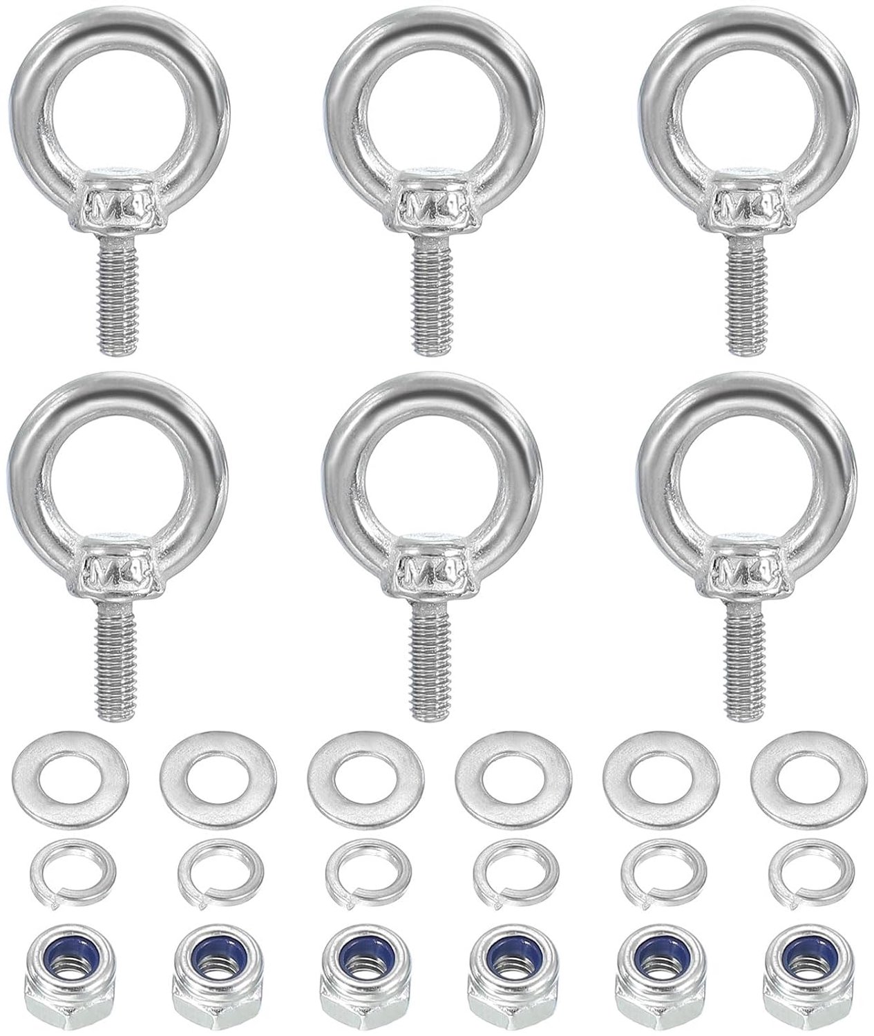 Oogbout M4 x 11 mm - 304 roestvrij staal - hefschouder - voor ophangen, 6 stuks - ServiceTopper