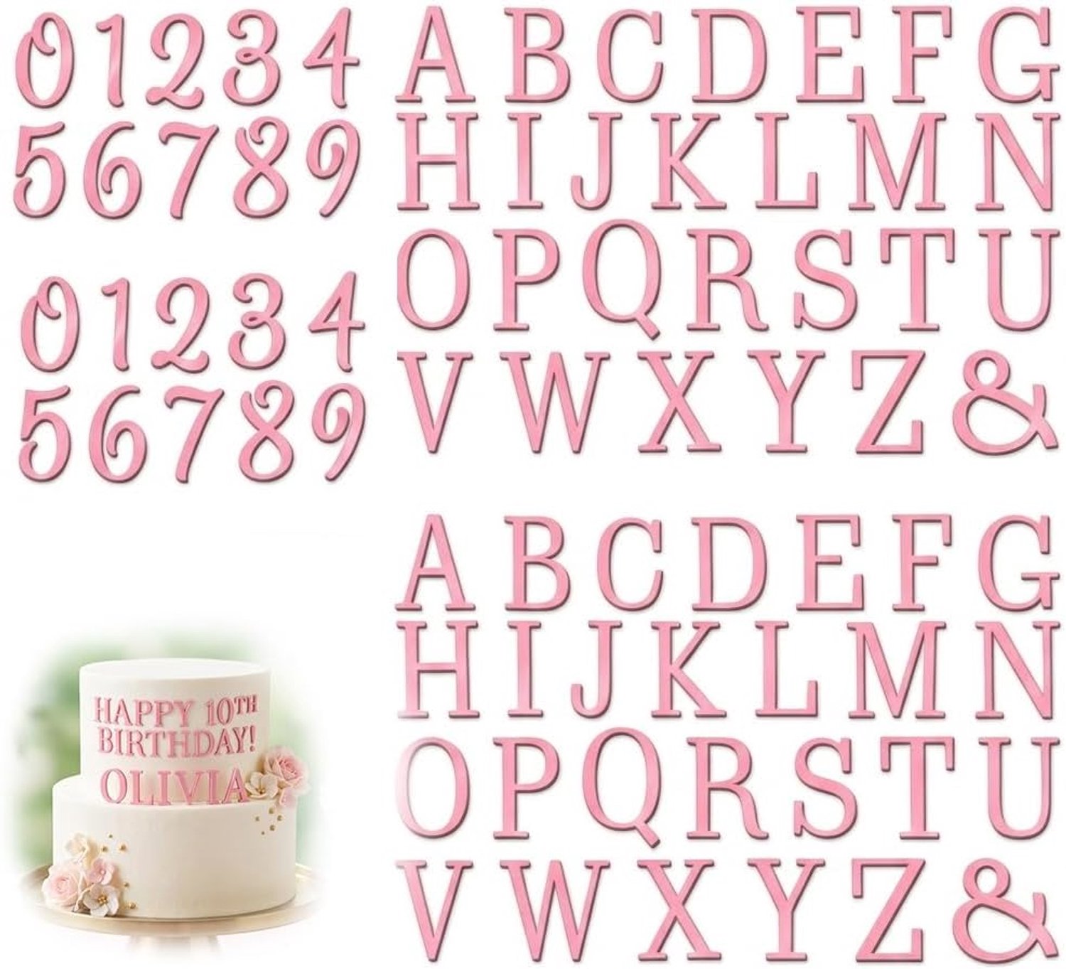 74 Stuks Letter Taartdecoratie Taartdecoratie Acryl Roze