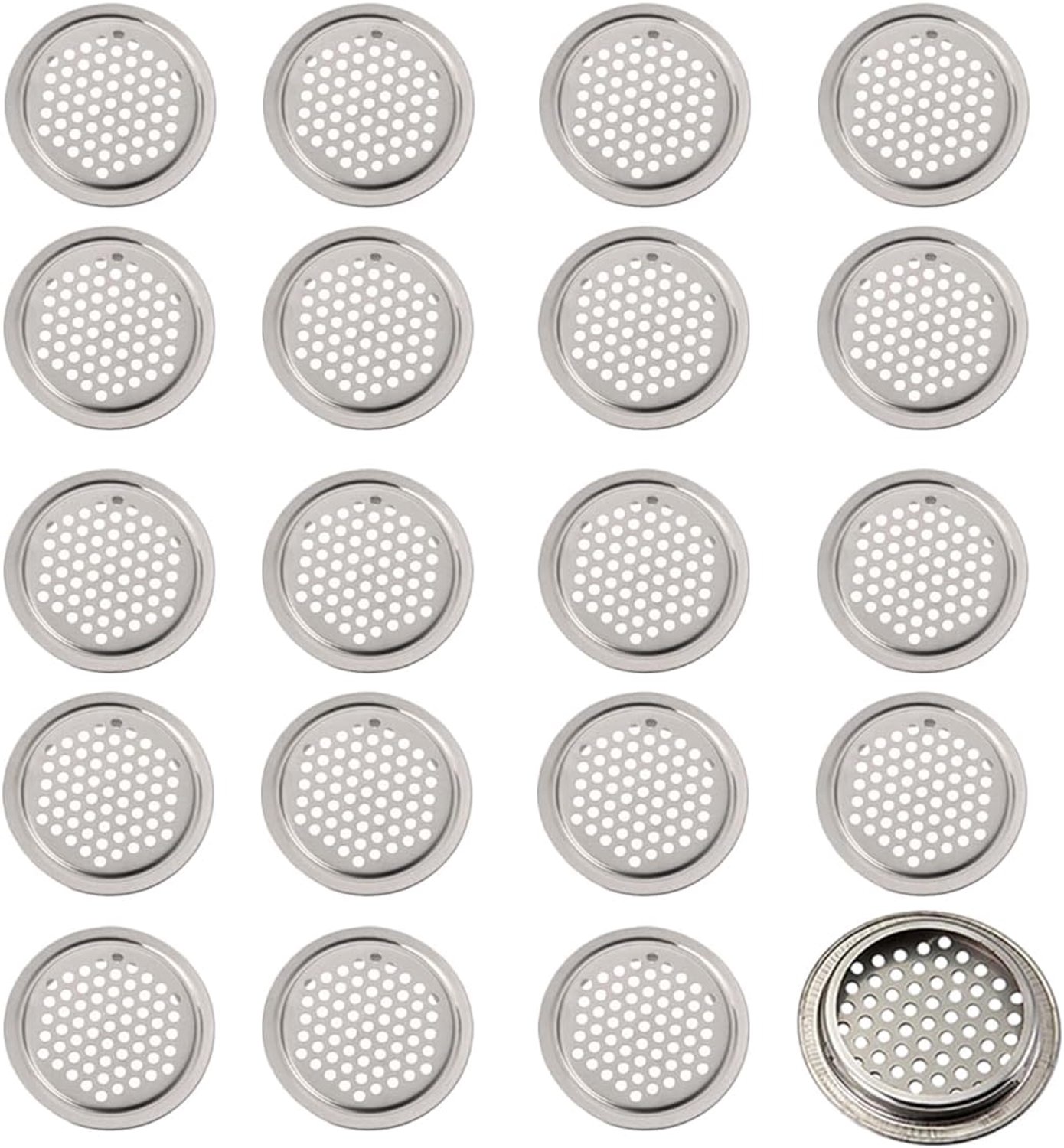 Ventilatierooster 35mm - roestvrij staal - voor keukenkast, badkamer, kledingkast - geurvermindering, 20 stuks - m-winkel