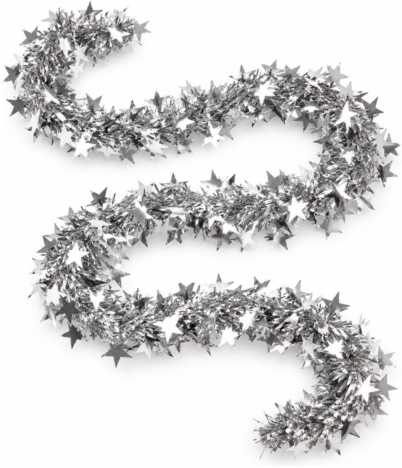 Kerstslinger zilver 750cm - 3x - Guirlande folie lametta - Zilveren kerstboom versieringen – foto 4