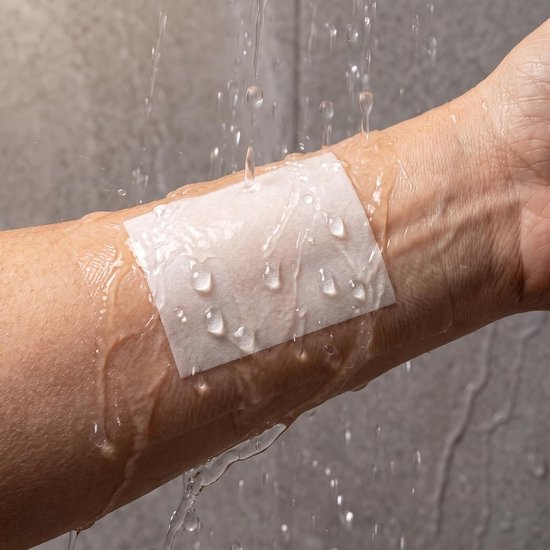50 stuks waterbestendige douchepleisters, waterdichte pleisters met absorberend katoenen kussentje, Transparant folieverband (25x 6x7 cm, 25x 10x13 cm), tattoo-folie voor zwemmen, sport en herstel — afbeelding 3