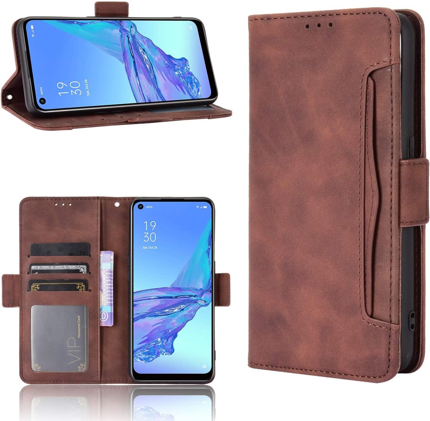 Infinix Hot 30i/30i NFC-behuizing [Wallet Case] [Bracket-functie] [Kaartsleuven] [Magnetische klep] Compatibel met Infinix Hot 30i/30i NFC-smartphone, Bruin