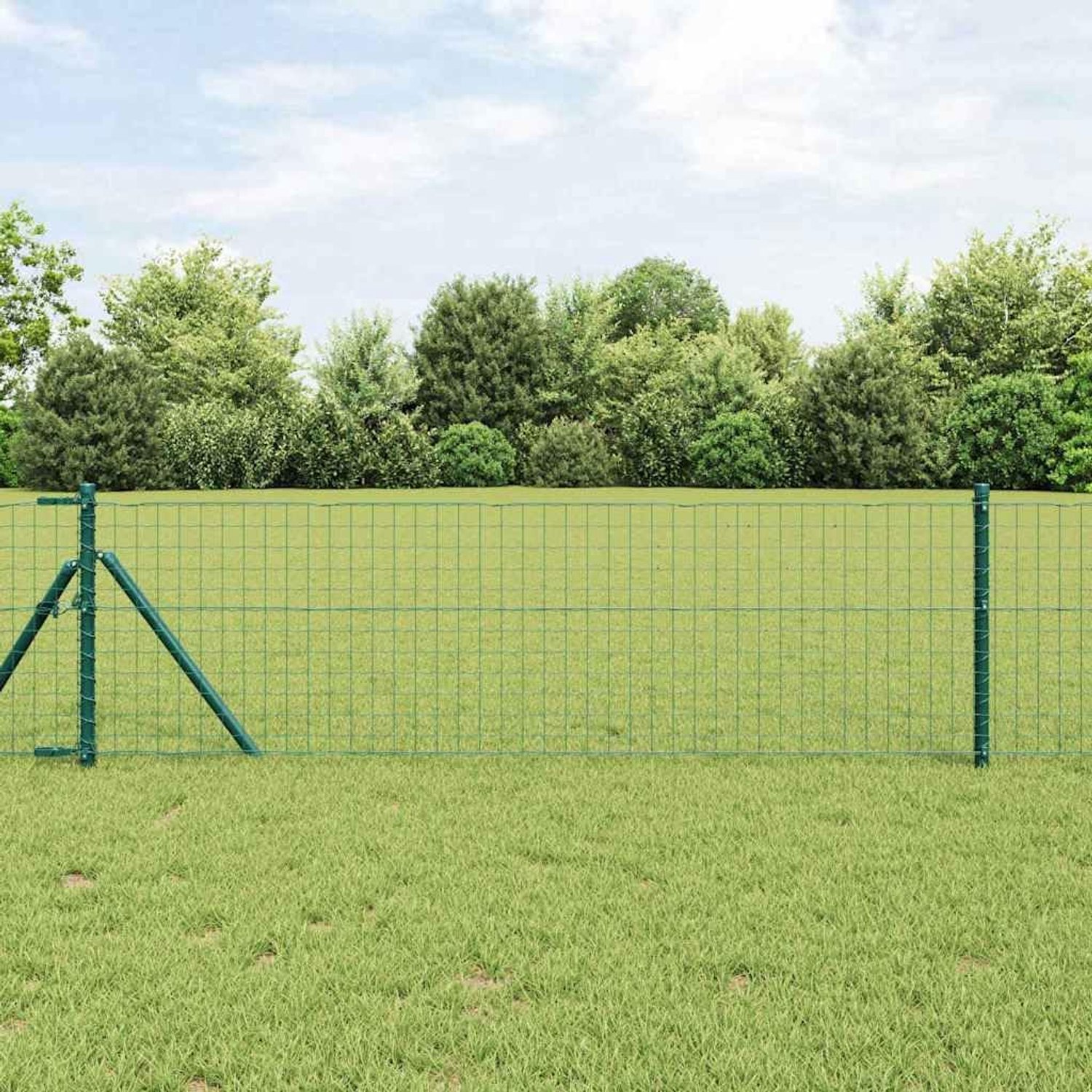 Hekpalen set 13-delig voor buiten 120 cm hoogte groen van gepoedercoat staal weerbestendig voor tuin