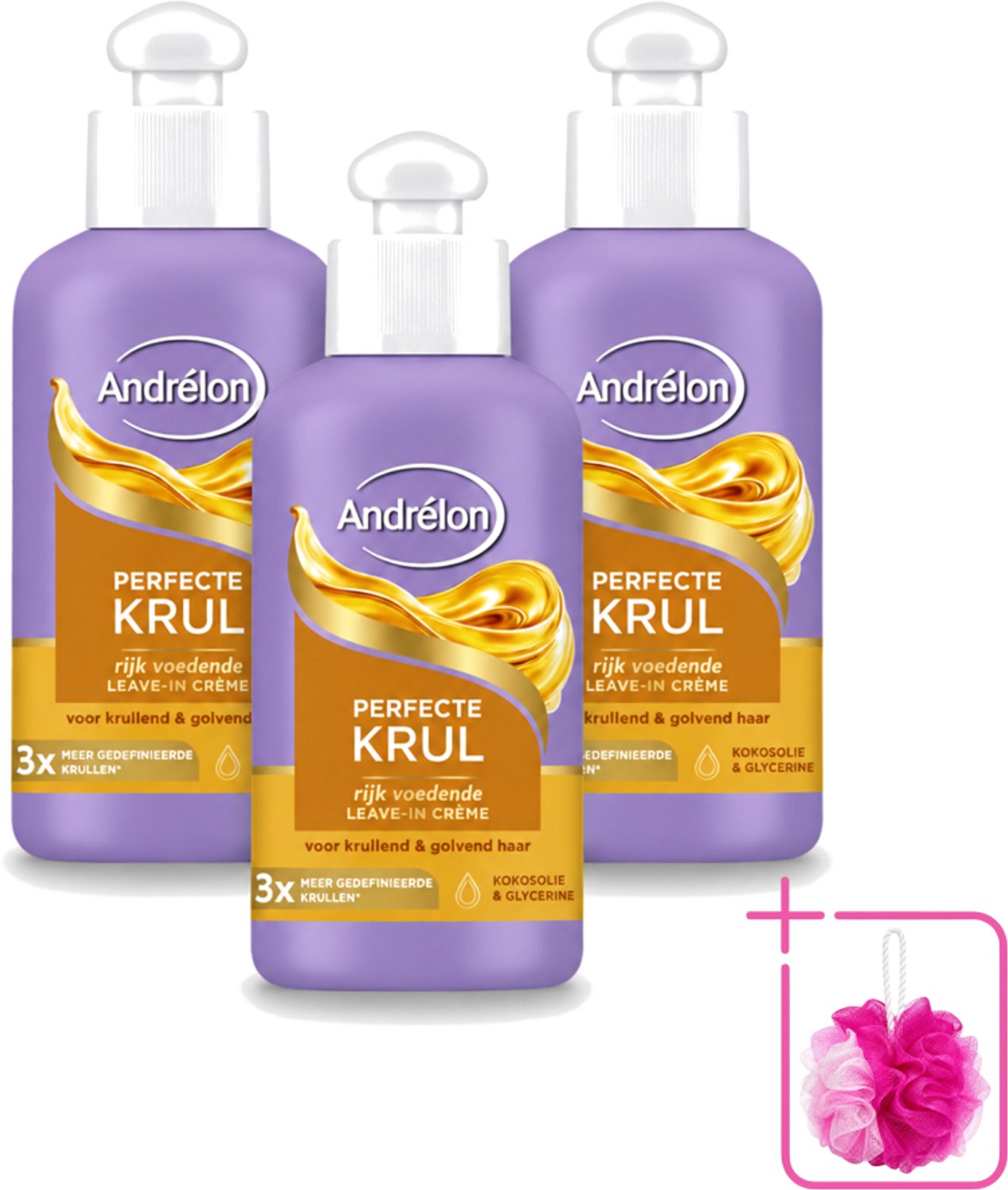 3 x Andrélon – Leave-In Crème – Perfecte Krul – 200 ml - Bulkverpakking - Krul haar - Douchemop - Krul haar crème