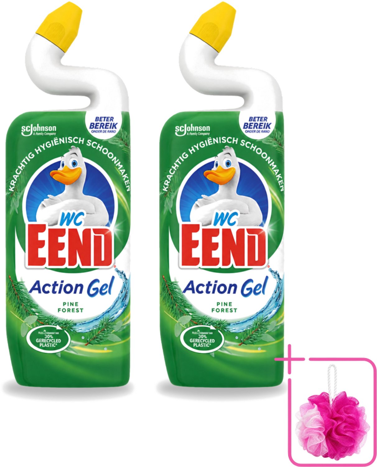 2 x WC Eend - Toiletreiniger - Action Gel - Pine Forest - Krachtige Reiniging & Frisse Dennengeur - 750 ml - Bulkverpakking - Toiletreiniger - Douchemop - Reinigingsgel