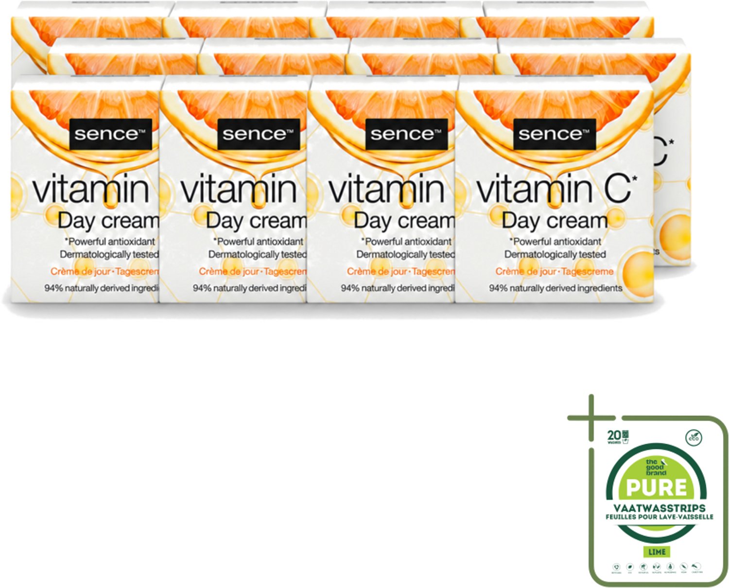12 x Sence - Vitamine C - Dagcrème - Stralende Huid - 50 ml - Grootverpakking - Vitamine C Crème - Stralende Huid - Huidveroudering - Huidverzorging - Dagcrème