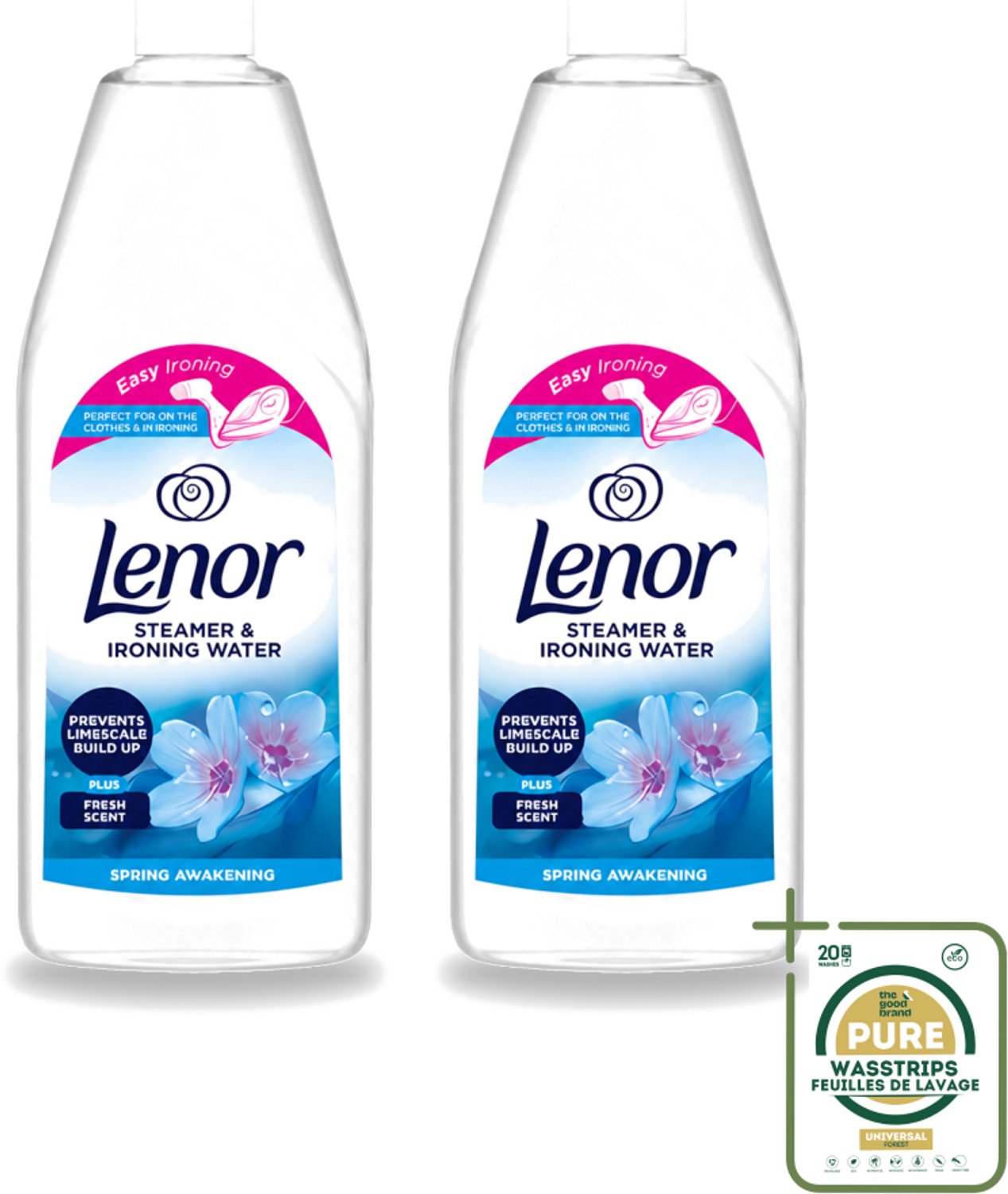 2 x Lenor - Strijkwater - Spring Awakening - Textielverfrisser - 1000 ml - Wasstrips - Strijkwater - Textielverfrisser - Wasgoed - Frisheid - Kleding