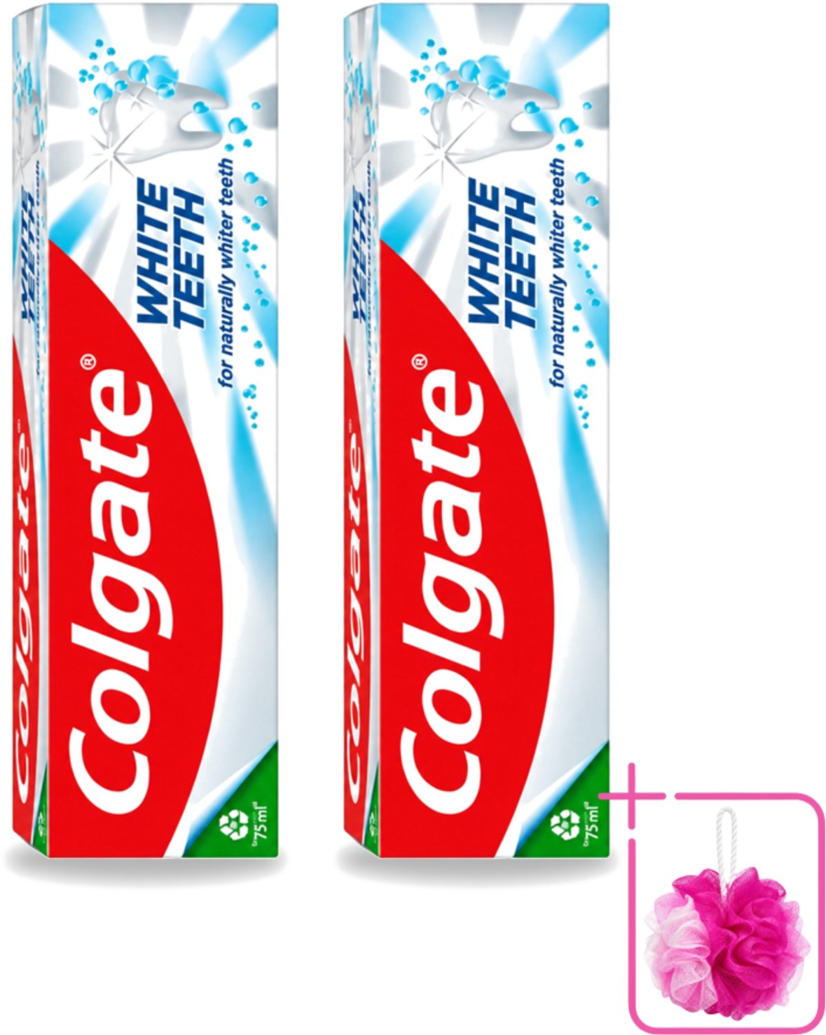 2 x Colgate – Tandpasta – White Teeth – 75 ml - Bulkverpakking - Witte tanden - Douchemop - Tanden reinigen