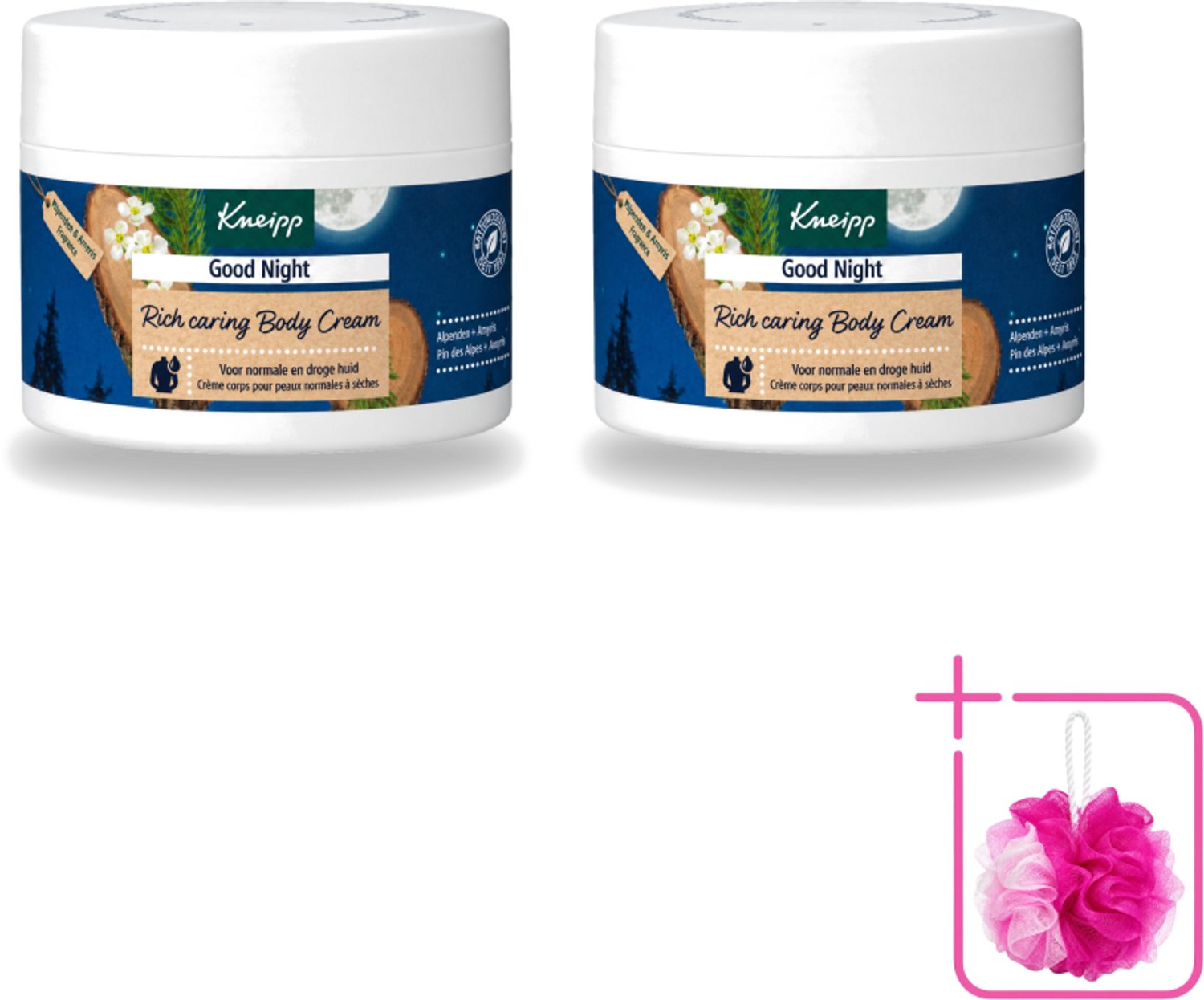 2 x Kneipp – Bodycrème – Good Night Alpenden & Amyris – 200 ml - Bulkverpakking - Nachtverzorging - Douchemop - Ontspanning