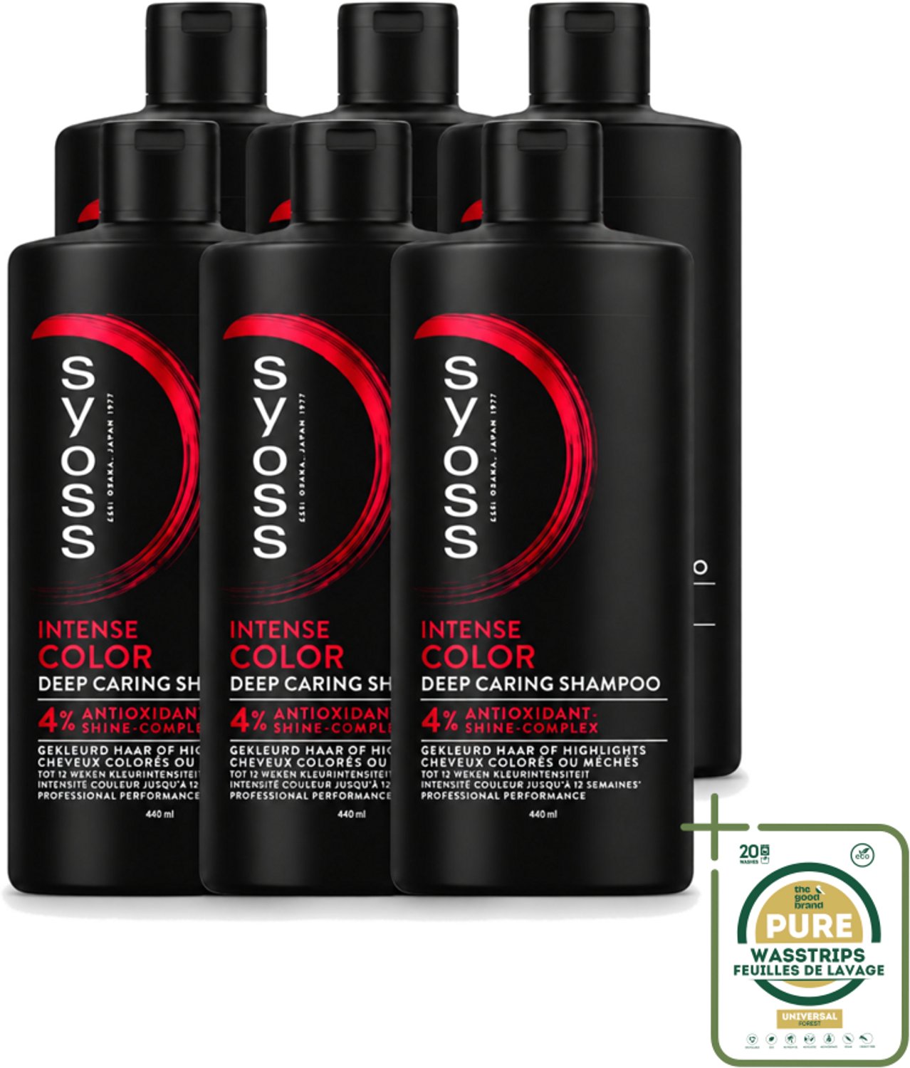 6 x Syoss – Shampoo – Color – 440 ml - Wasstrips - Kleurbeschermende Shampoo - Gekleurd Haar - Highlights - Kleurvervaging - Glans