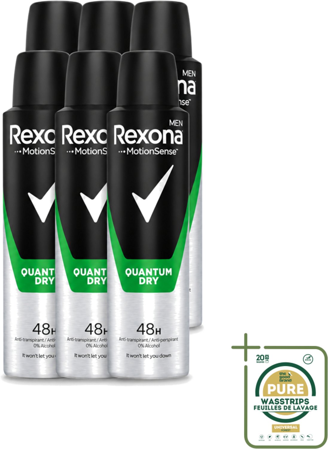 6 x Rexona Men – Deodorant Spray – Quantum Dry – 150 ml - Deodorant Spray - Zweetbescherming - Frisheid - Motion Sense - Mannelijke Geur