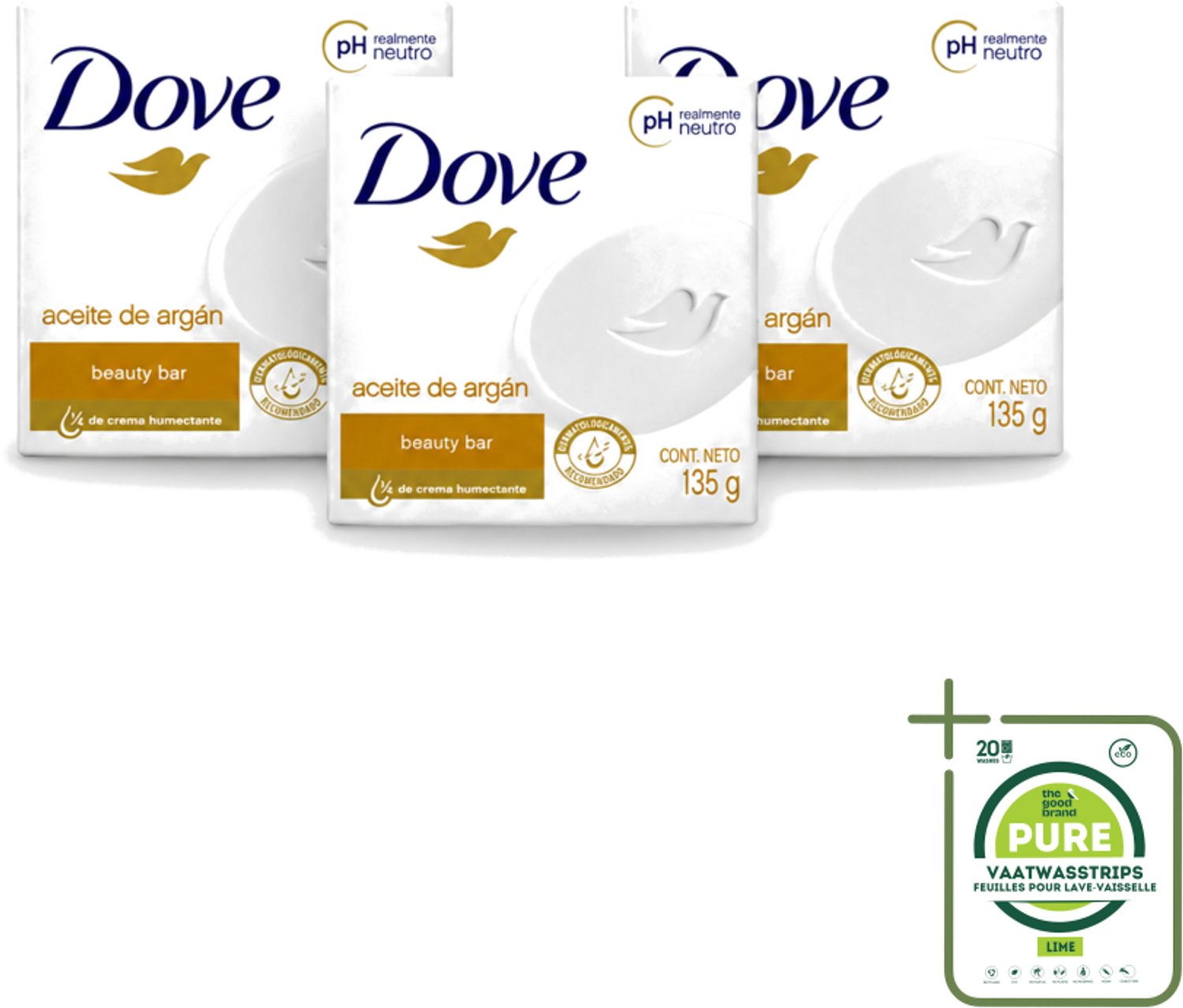 3 x Dove - Zeep - Arganolie - Verzorgend en hydraterend - 135 g - Grootverpakking - Vaatwasstrips - Zeep - Arganolie - Hydratatie - Huid Verzorging - Zachte Huid