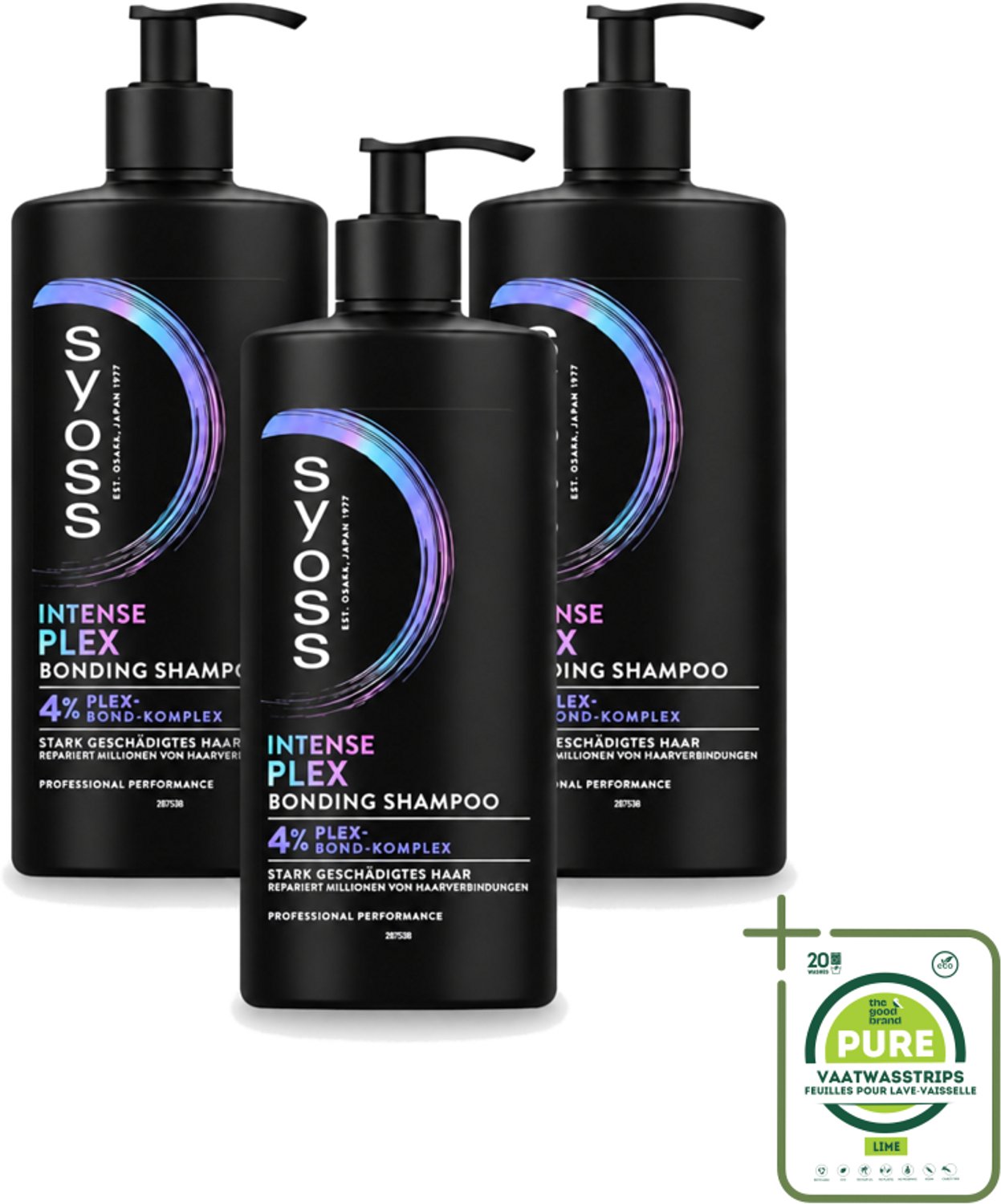 3 x Syoss – Shampoo – Intense Plex – 440 ml - Grootverpakking - Vaatwasstrips - Haarherstel - Haarversterking - Haarbescherming - Haarbreuk Verminderen - Chemisch Behandeld Haar