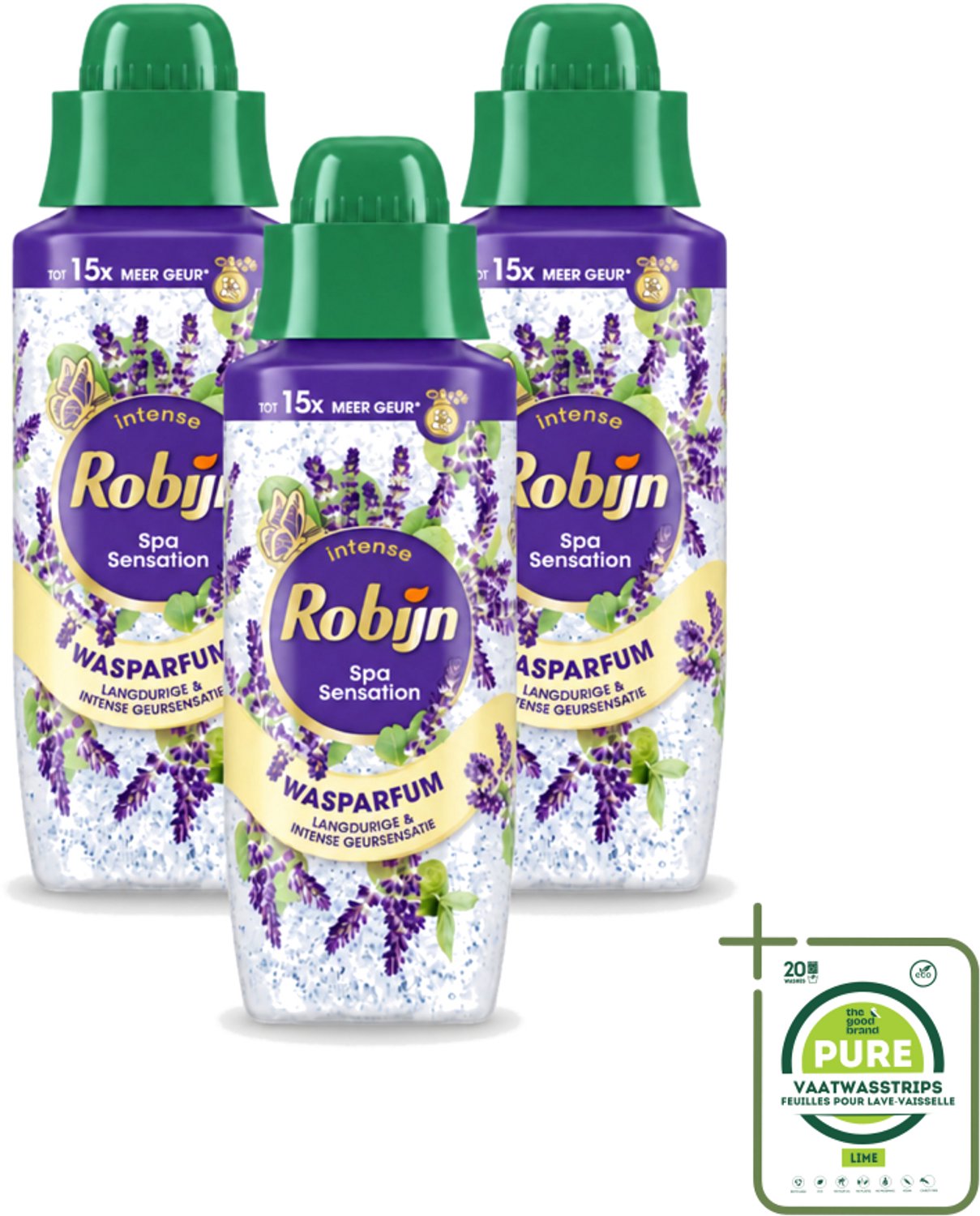 3 x Robijn – Wasparfum – Intense Spa Sensation – 342 ml - Grootverpakking - Vaatwasstrips - Wasparfum - Geur - Wasmiddel - Spa Geur - Natuurlijke Geur