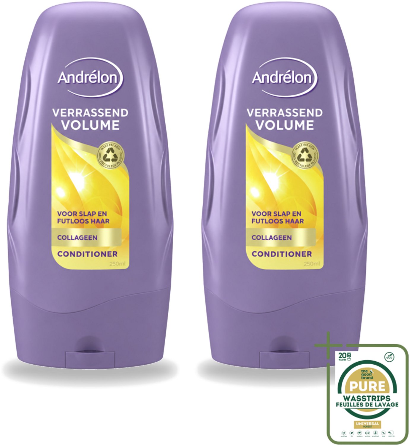 2 x Andrélon - Verrassend Volume - Conditioner - Luchtig & Vol Haar - 250 ml - Wasstrips - Volume - Haarkleur - Haartype - Haartoevoeging - Haartoevoeging