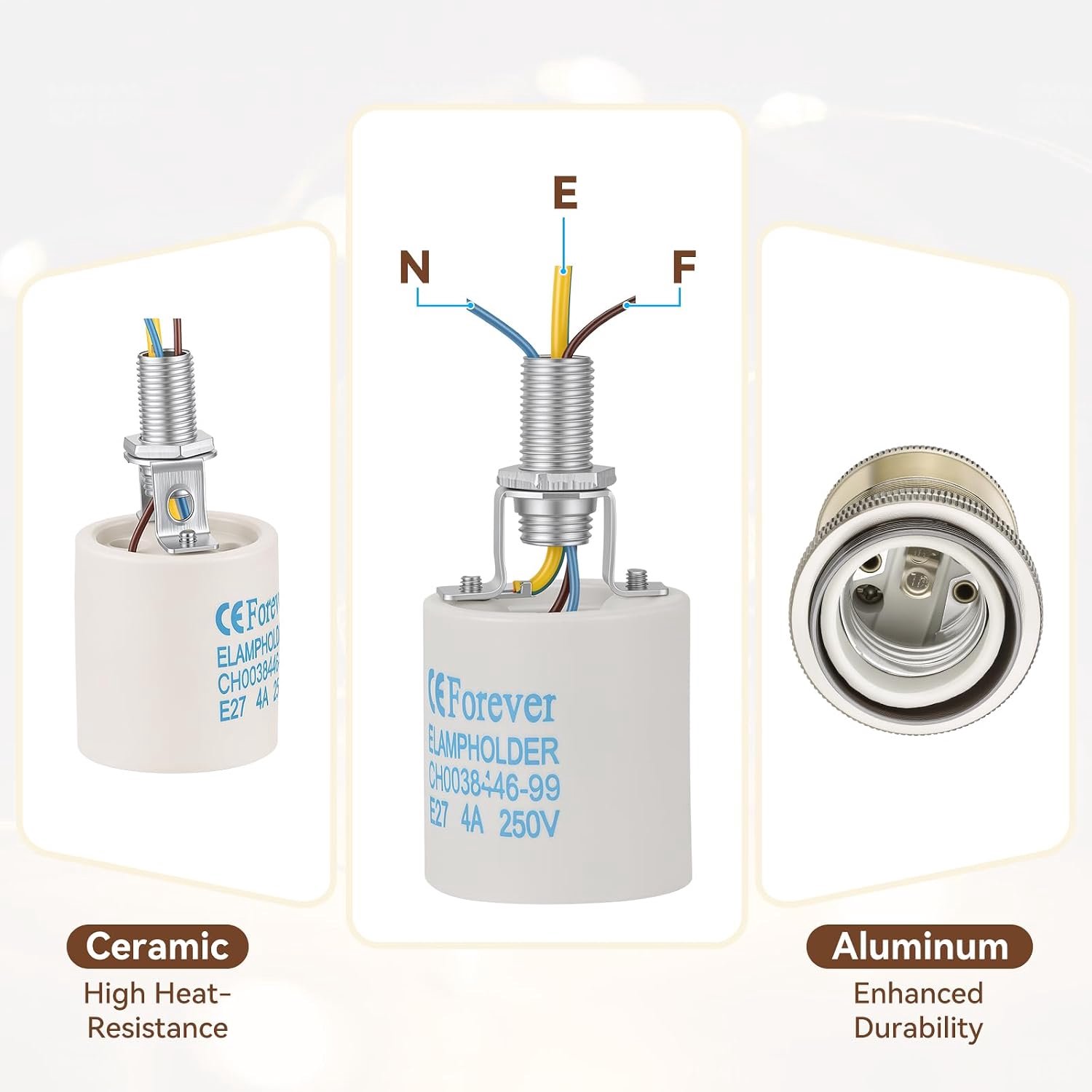 E27 Vintage Solid Lamp Holder Ceramic Lamp Holder Edison Screw Light Bulb Socket Adapter - ShopVlot