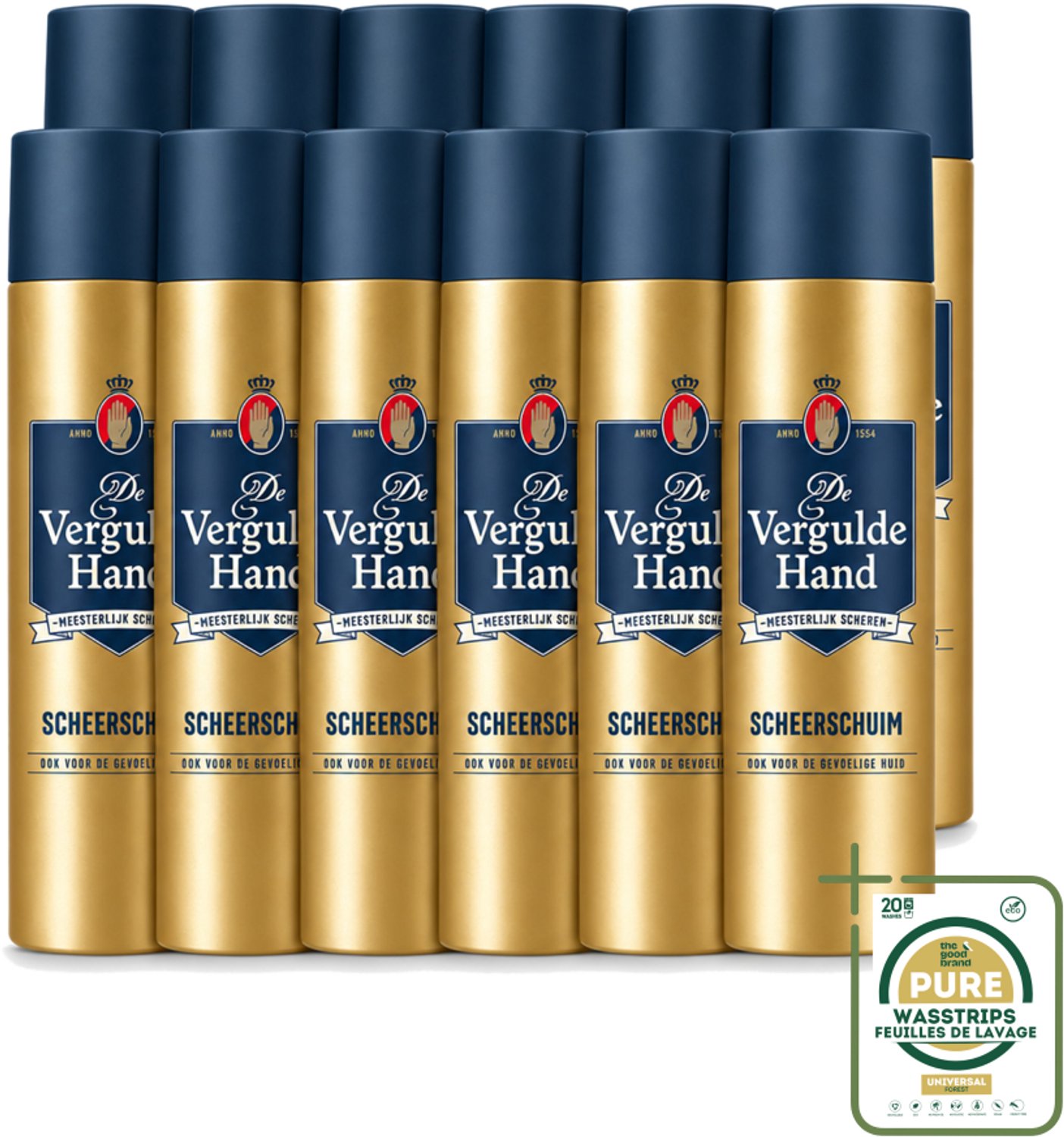 12 x De Vergulde Hand - Scheerschuim - 250 ml - Scheerschuim - Authentieke Scheerbeleving - Luxe Scheerbeleving - Glad Scheerresultaat - Huidbescherming