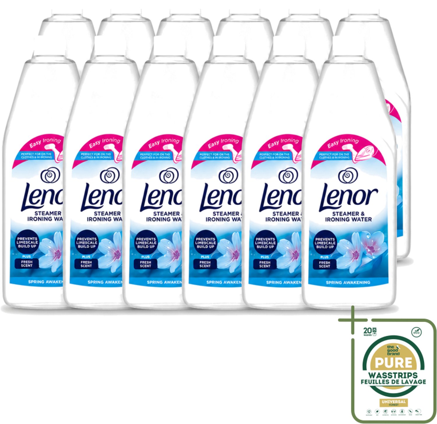 12 x Lenor - Strijkwater - Spring Awakening - Textielverfrisser - 1000 ml - Wasstrips - Strijkwater - Textielverfrisser - Wasgoed - Frisheid - Kleding
