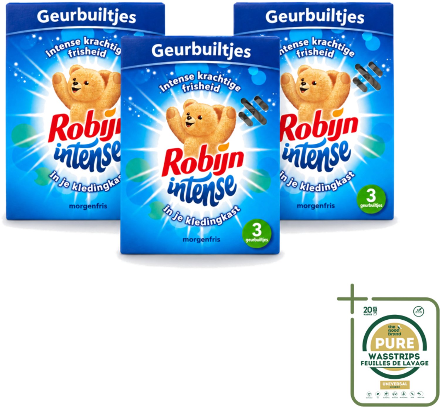 3 x Robijn - Intense - Geurbuiltjes - Langdurige Geur - Intense Frisheid - 3 Geurbuiltjes - Wasstrips - Geur In Kleding - Langdurige Geur - Frisse Geur - Geurbuiltjes - Kledingkast Geur