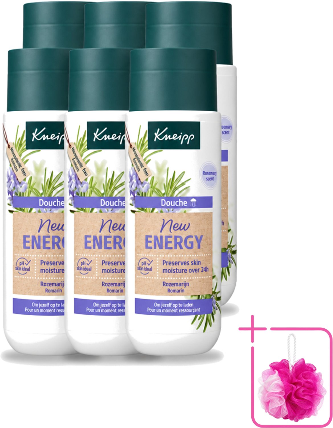 6 x Kneipp - Douchegel - New Energy - Energieke Geur - 200 ml - Bulkverpakking - Douchegel - Douchemop - Energie