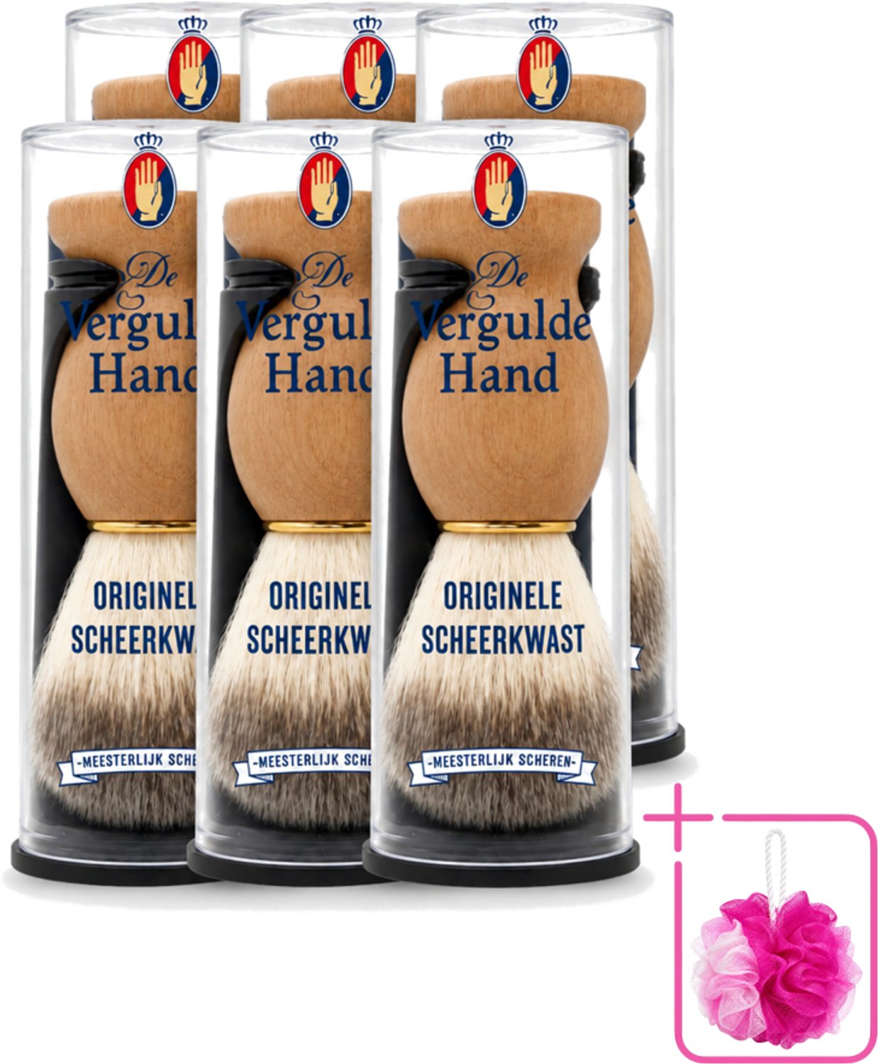 6 x De Vergulde Hand - Scheerkwast - Voor Kappers - Bulkverpakking - Scheerkwast - Scheerbeurt