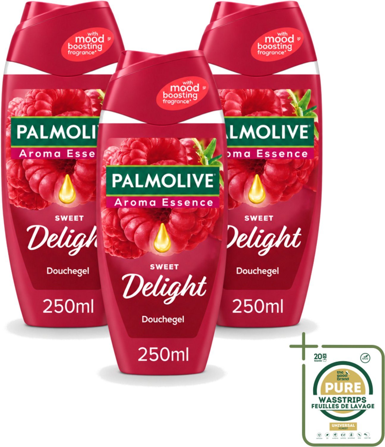 3 x Palmolive – Douchegel – Sweet Delight – 250 ml - Wasstrips - Douchegel - Fruitige Geur - Reiniging - Verzorging - Huidverzorging