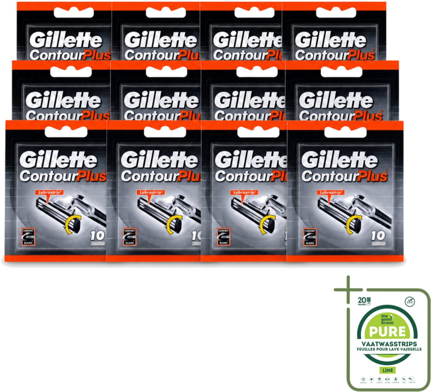 12 x Gillette Contour Plus – Wegwerpscheermesjes – 10 mesjes - Grootverpakking - Scheermesjes - Scheermes - Scheerbeurt - Huidcomfort - Flexibele Mesjes