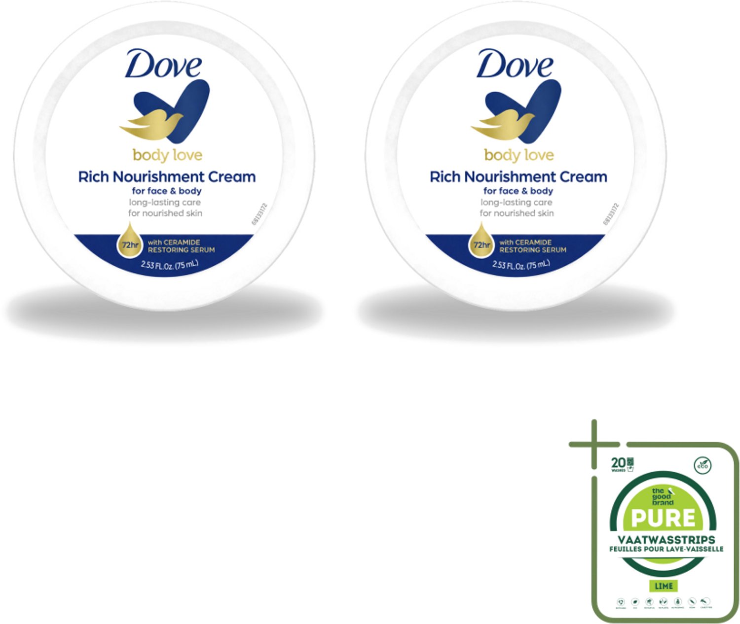2 x Dove – Bodycrème – Rich Nourishment – 75 ml - Grootverpakking - Bodycrème - Hydratatie - Droge Huid - Voedende Crème - Huid Verzorging