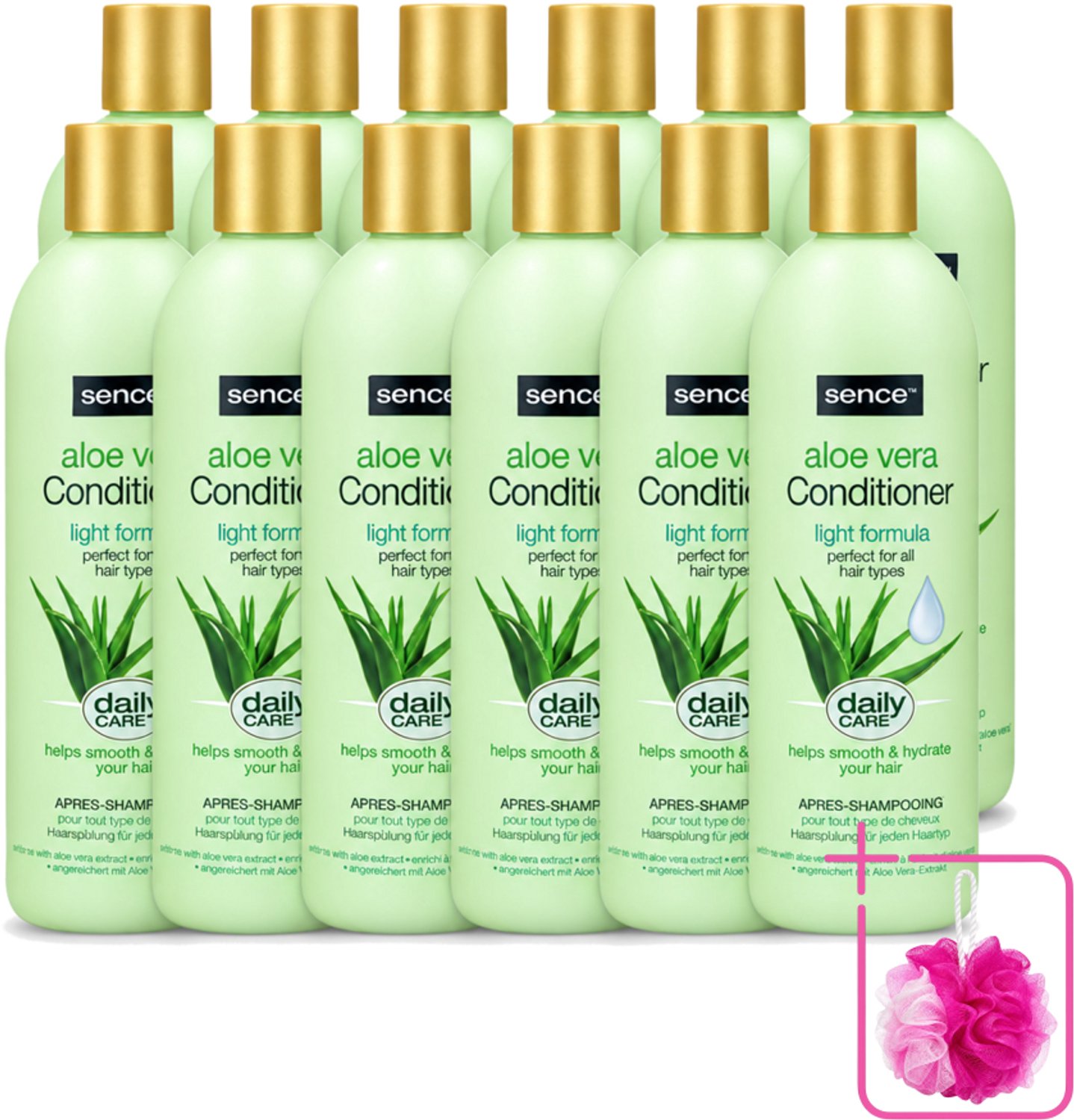 12 x Sence - Aloë Vera - Conditioner - Hydraterend - 400 ml - Bulkverpakking - Aloë vera conditioner - Douchemop - Haarhydrateren